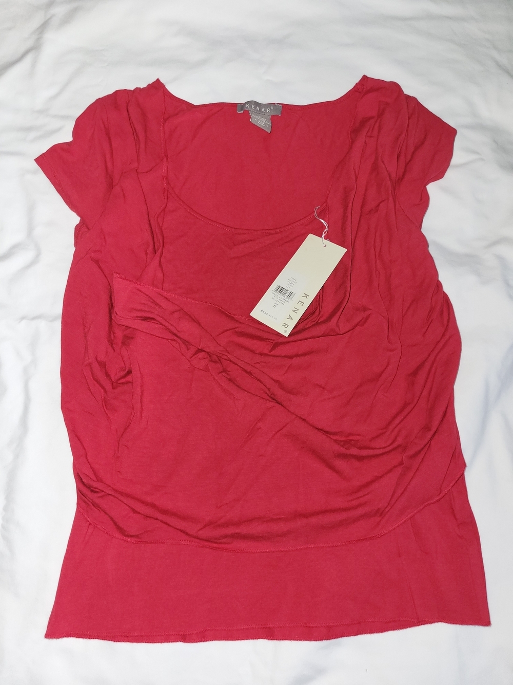 Kenar Women’s Bright Red Scoop Neck Short Sleeve Top